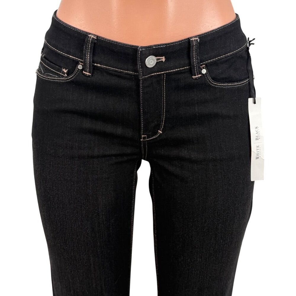 NWT White House Black Market Black Rhinestone Flare Jeans 4 | Indie Sleaze Retro - Picture 10 of 16